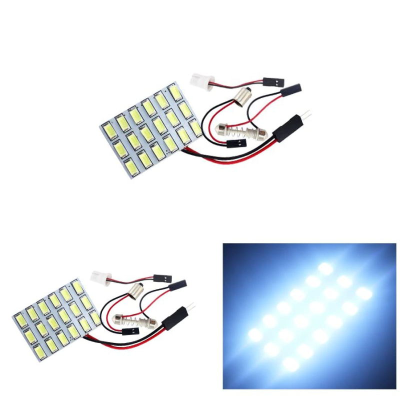 2x 5730 18SMD Led Panel Dome Light Car Map Light DC 12V with T10 / BA9S / Festoon Adapters