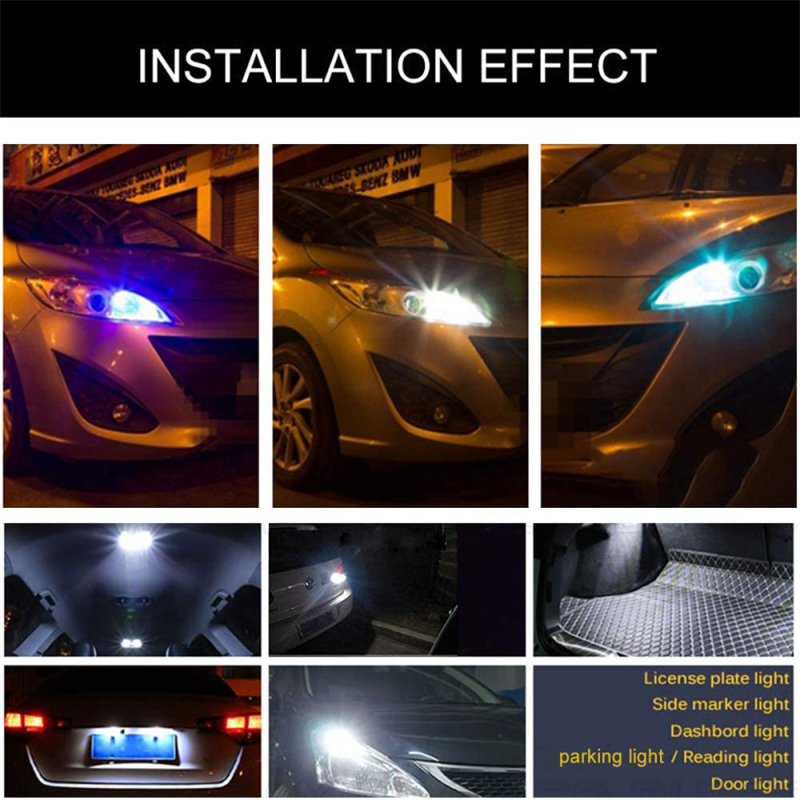 20x Car Door Light BA9S T4W 182 145 Marker Lamp Auto Led License Plate Bulb Tail Light Wedge Lamp