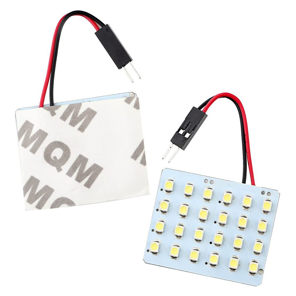 2x 1210 24SMD Led Panel Dome Light Bulbs Auto Car Interior Reading Trunk Light DC 12V with T10 / BA9S / Festoon Adapters