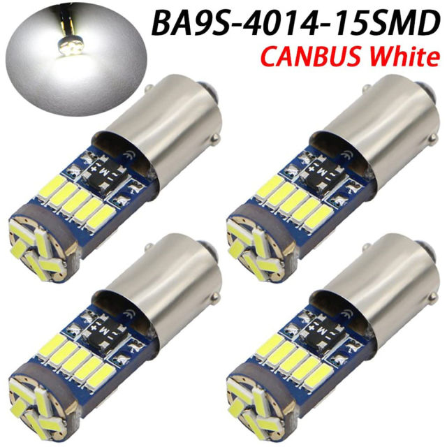 4x Canbus BA9s LED Bulb BA9S H6W T4W Parking Light Backup Reversing Side Light Bulb Error Free White Light Bulb