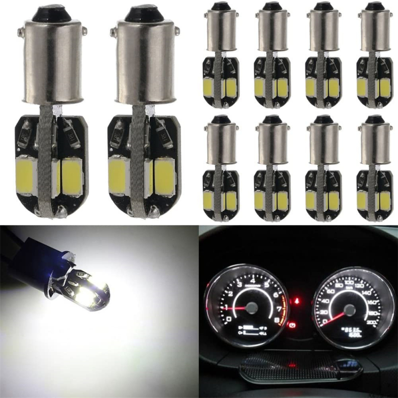 10x LED BA9S 6253 64111 T11 T4W Bulbs Map Door Dome Light Bulb License Plate Lamp