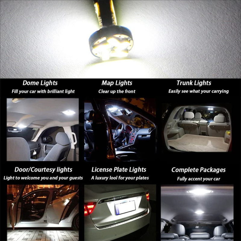 4x Canbus BA9s LED Bulb BA9S H6W T4W Parking Light Backup Reversing Side Light Bulb Error Free White Light Bulb