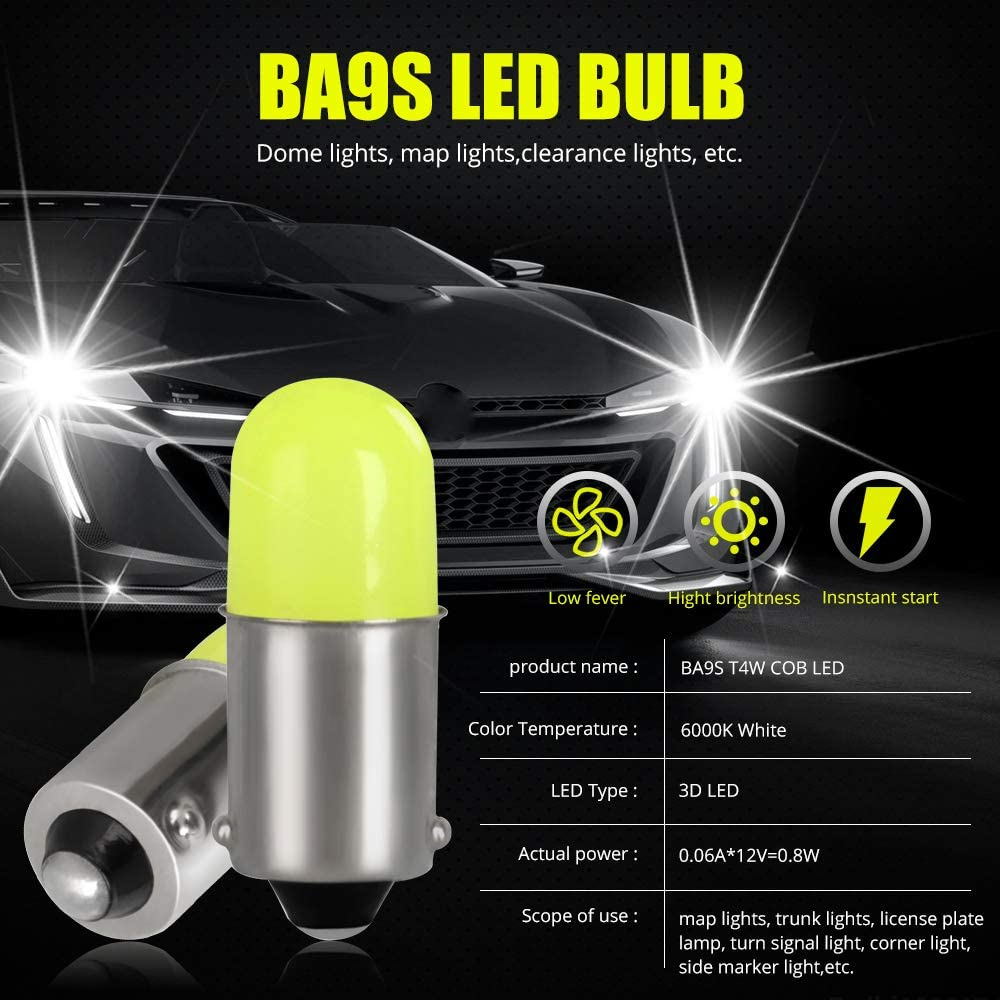 10x Mini 3D BA9S BA9 T4W 53 57 1895 64111 LED Bulbs for License Plate Side Door Interior Map Dome Parking City Dashboard Light