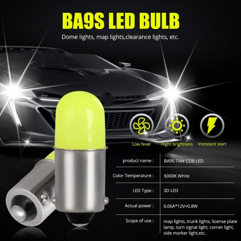 10x Mini 3D BA9S BA9 T4W 53 57 1895 64111 LED Bulbs for License Plate Side Door Interior Map Dome Parking City Dashboard Light