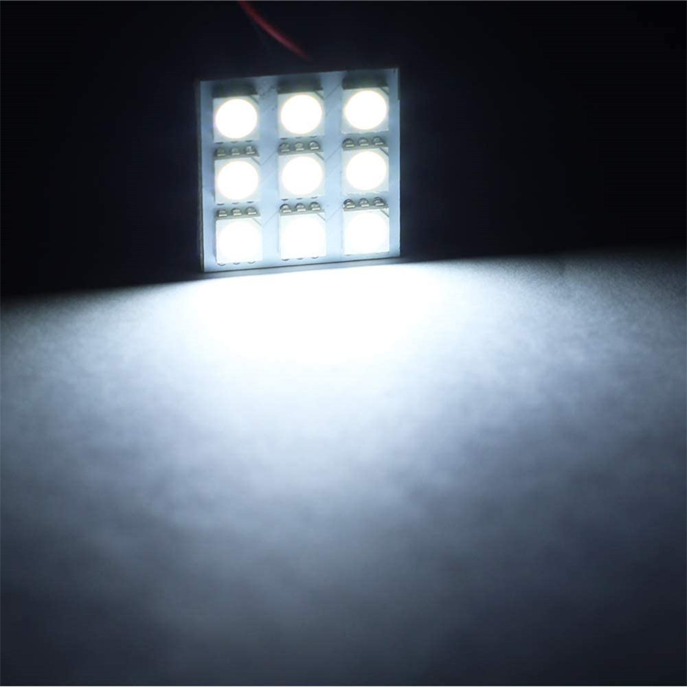 4x 5050 9SMD LED Panel Dome Light for Car Interior Reading Roof Ceiling Lamp with T10 / BA9S / Festoon Adapters