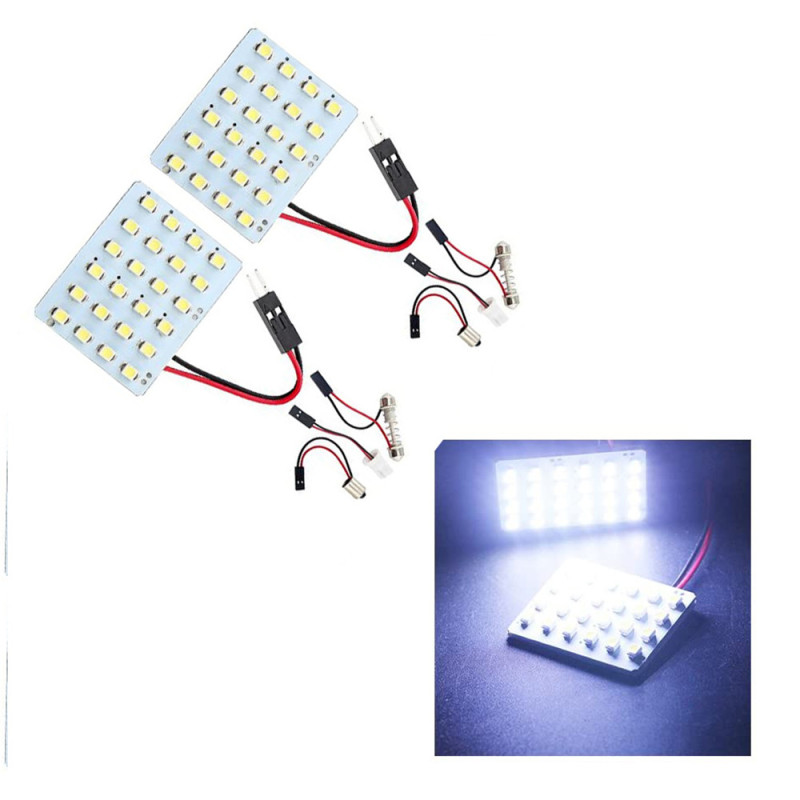 2x 1210 24SMD Led Panel Dome Light Bulbs Auto Car Interior Reading Trunk Light DC 12V with T10 / BA9S / Festoon Adapters