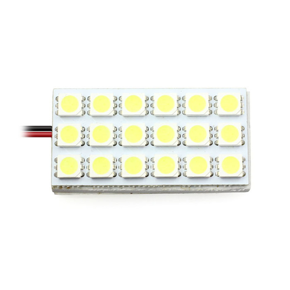 2x 5050 18SMD LED Panel Dome Light Lamp + T10 BA9S Festoon Adapter