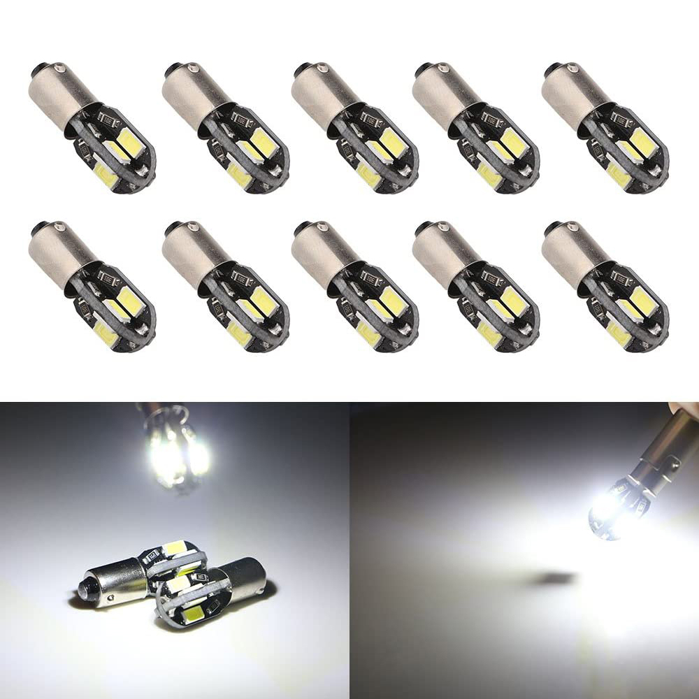 10x LED BA9S 6253 64111 T11 T4W Bulbs Map Door Dome Light Bulb License Plate Lamp