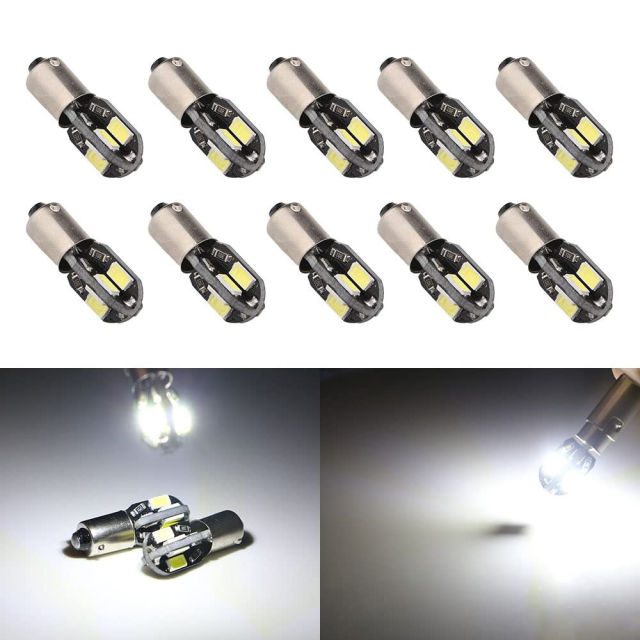 10x LED BA9S 6253 64111 T11 T4W Bulbs Map Door Dome Light Bulb License Plate Lamp
