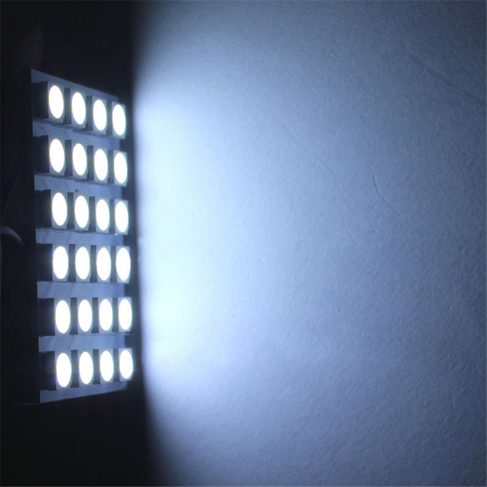2x 5050 18SMD LED Panel Dome Light Lamp + T10 BA9S Festoon Adapter