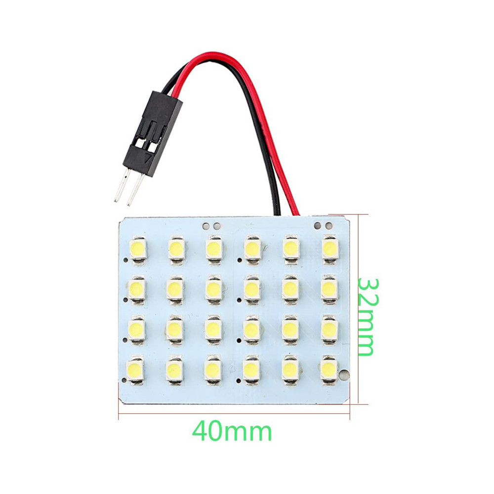 2x 1210 24SMD Led Panel Dome Light Bulbs Auto Car Interior Reading Trunk Light DC 12V with T10 / BA9S / Festoon Adapters