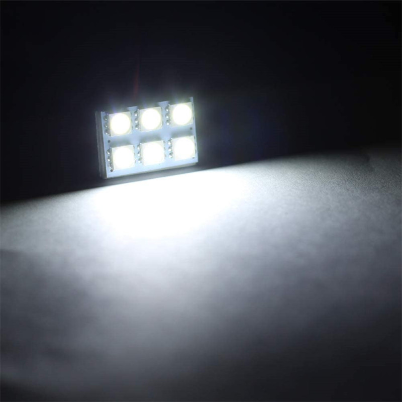 4x 5050 6SMD LED Panel Dome Lamp Reading Roof Ceiling Interior Wired Lamp with T10 / BA9S / Festoon Adapters