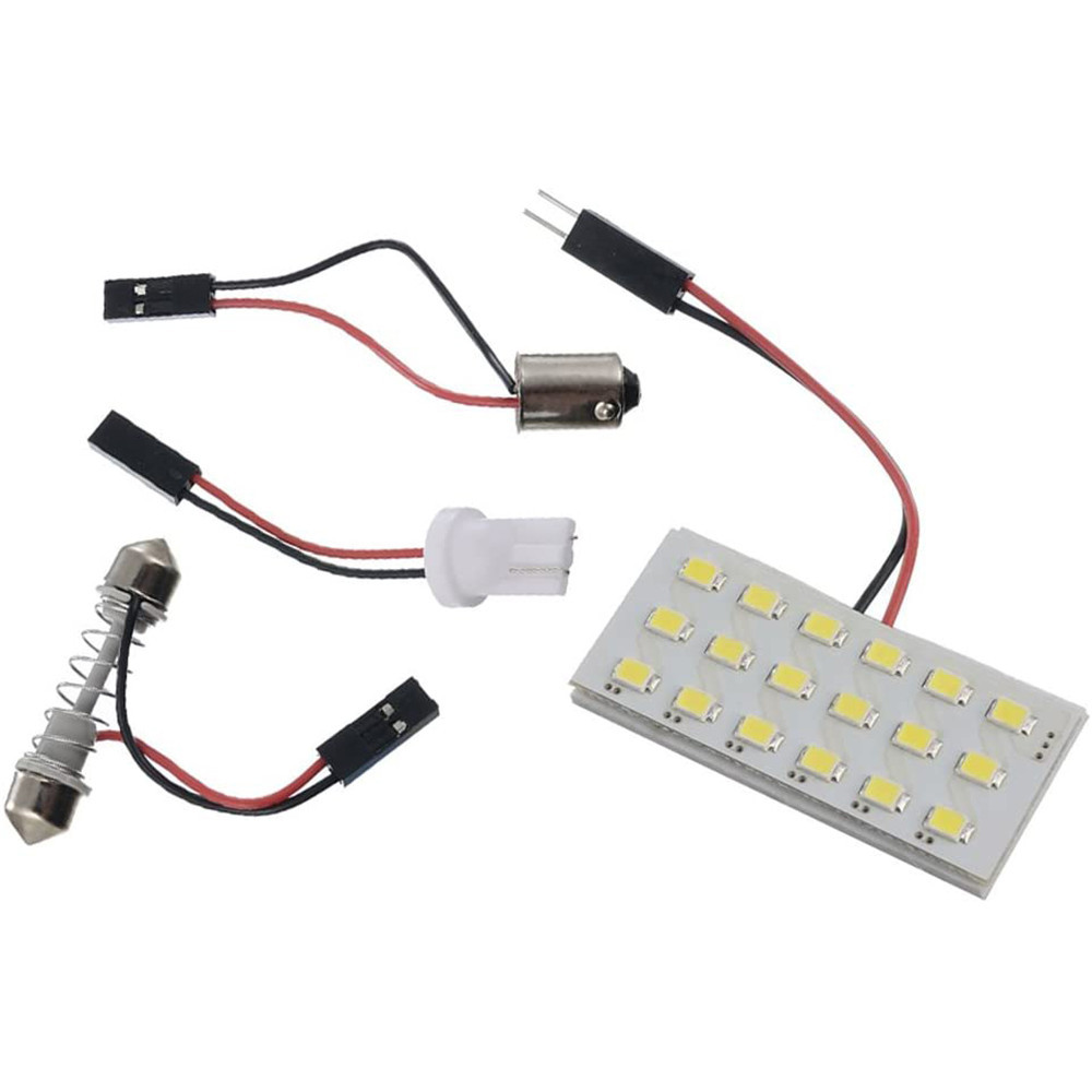 2x 1210 18SMD LED Panel Dome Light Car Interior Reading Lamp Bulb With T10 / BA9S / Festoon Adapters