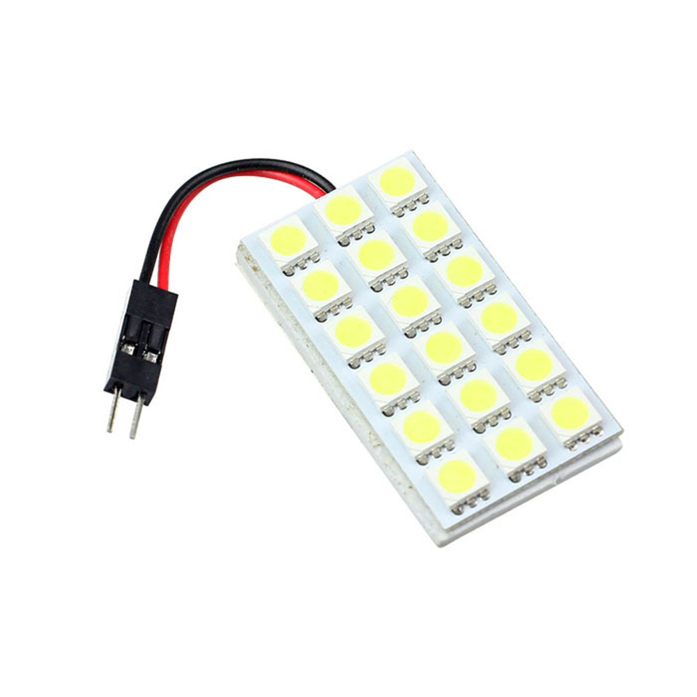 2x 5050 18SMD LED Panel Dome Light Lamp + T10 BA9S Festoon Adapter