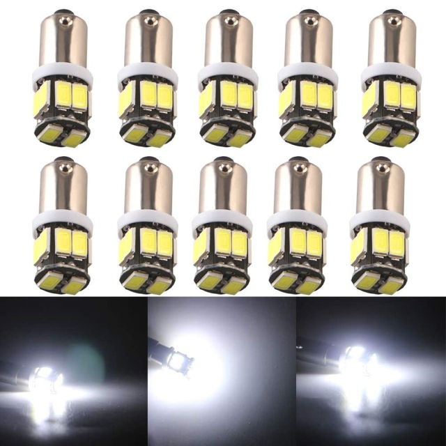 10x BA9S Led Bulbs for RV Car Tail Side Marker Indicator Interior Reverse Corner Light