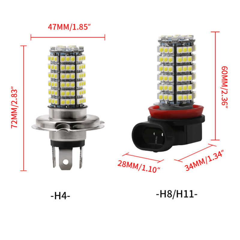 2x Car LED Fog 3528 120SMD Auto Brake Lamp H1/H3/H4/H7/H8/H11 9005 9006 Car Styling 7000K