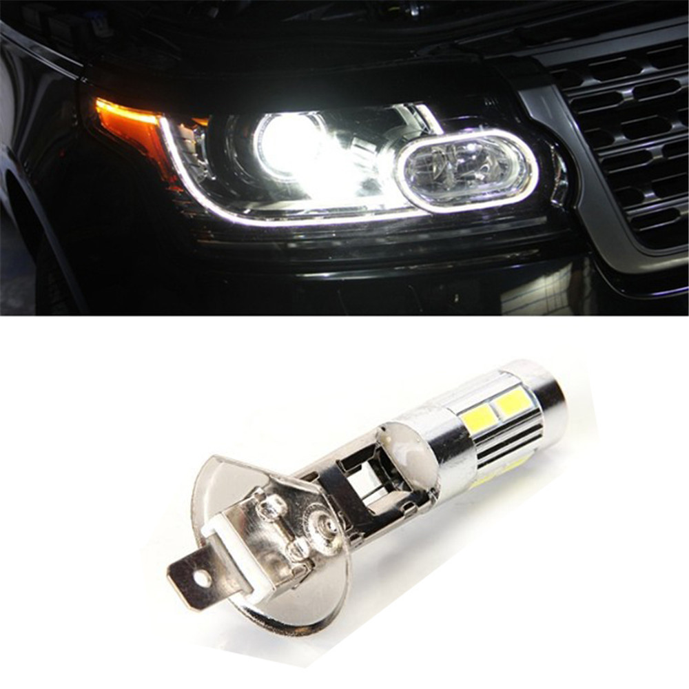 Car H3 H1 LED Fog Light 5630 10-SMD DRL Daytime Running Bulbs with Lens Lights Lamp