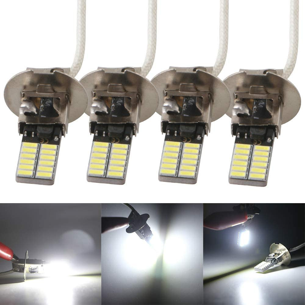 LED H3 H1 Bulbs for Universal Motorcycle Truck Car Warning Signal Lamp Fog light 360LM