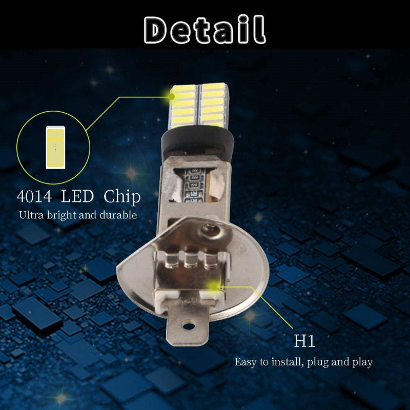 LED H3 H1 Bulbs for Universal Motorcycle Truck Car Warning Signal Lamp Fog light 360LM
