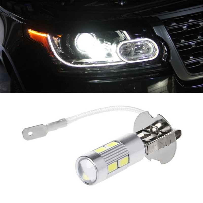 Car H3 H1 LED Fog Light 5630 10-SMD DRL Daytime Running Bulbs with Lens Lights Lamp