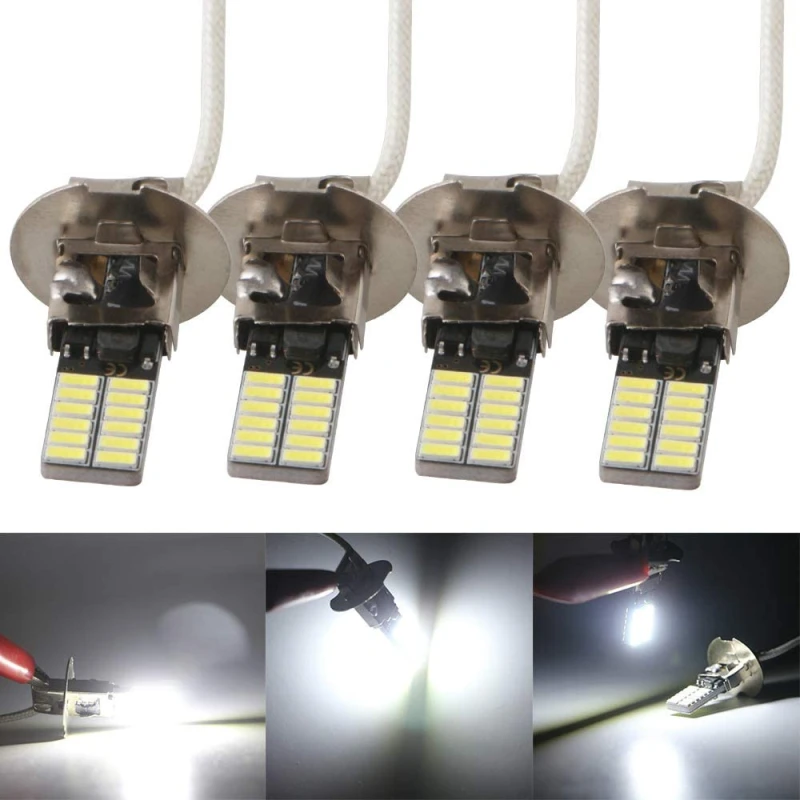 LED H3 H1 Bulbs for Universal Motorcycle Truck Car Warning Signal Lamp Fog light 360LM