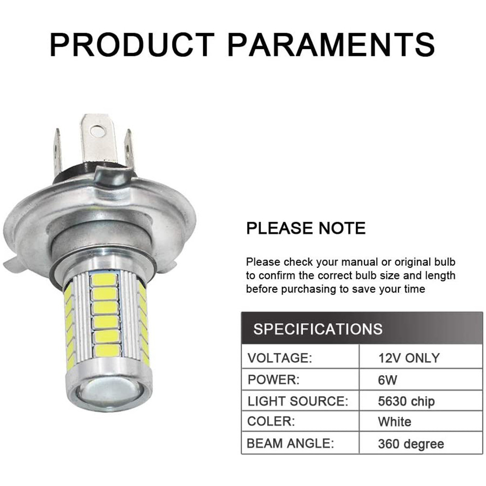 Car H4 LED Fog Light Bulbs DRL Lamp with Lens