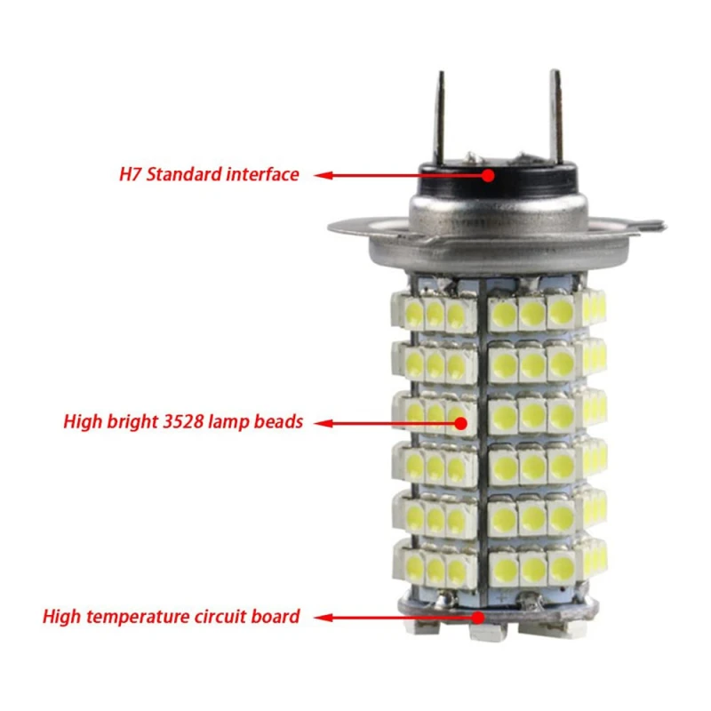 2x Car LED Fog 3528 120SMD Auto Brake Lamp H1/H3/H4/H7/H8/H11 9005 9006 Car Styling 7000K