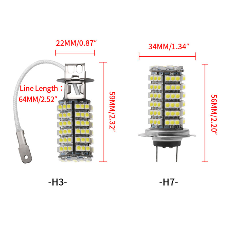 2x Car LED Fog 3528 120SMD Auto Brake Lamp H1/H3/H4/H7/H8/H11 9005 9006 Car Styling 7000K