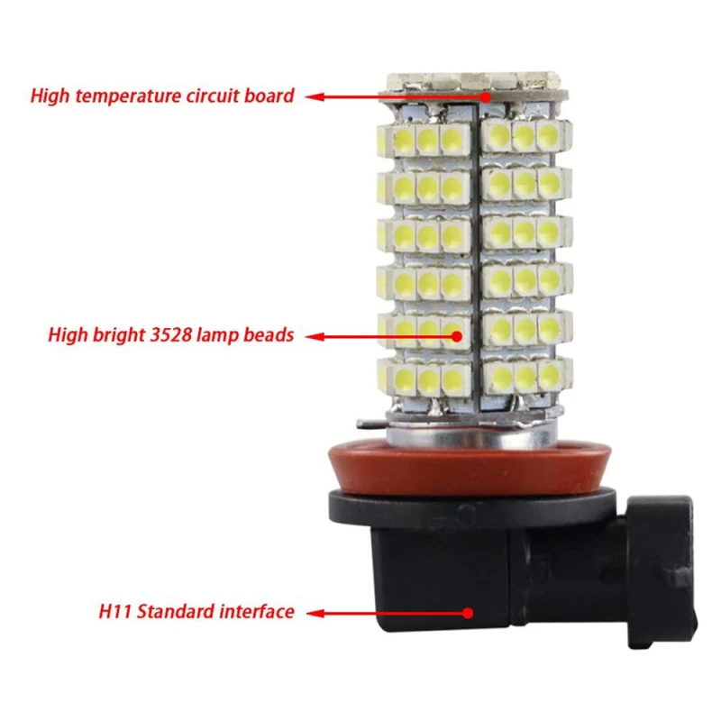 2x Car LED Fog 3528 120SMD Auto Brake Lamp H1/H3/H4/H7/H8/H11 9005 9006 Car Styling 7000K