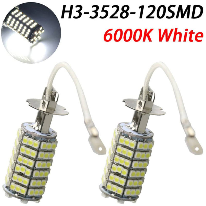 2x Car LED Fog 3528 120SMD Auto Brake Lamp H1/H3/H4/H7/H8/H11 9005 9006 Car Styling 7000K