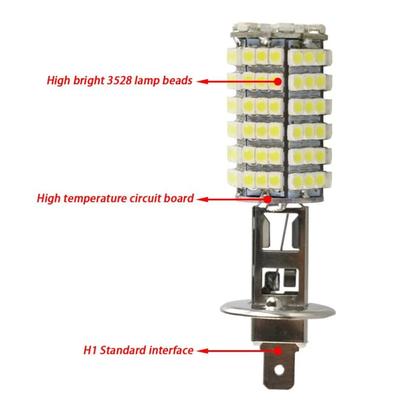 2x Car LED Fog 3528 120SMD Auto Brake Lamp H1/H3/H4/H7/H8/H11 9005 9006 Car Styling 7000K