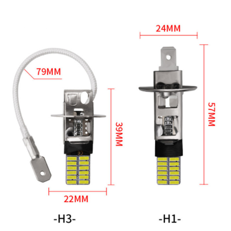 LED H3 H1 Bulbs for Universal Motorcycle Truck Car Warning Signal Lamp Fog light 360LM