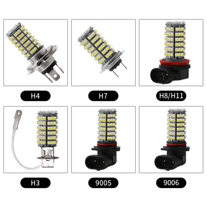 2x Car LED Fog 3528 120SMD Auto Brake Lamp H1/H3/H4/H7/H8/H11 9005 9006 Car Styling 7000K