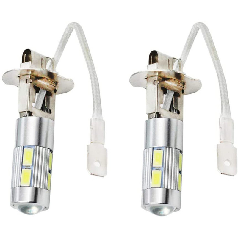 Car H3 H1 LED Fog Light 5630 10-SMD DRL Daytime Running Bulbs with Lens Lights Lamp