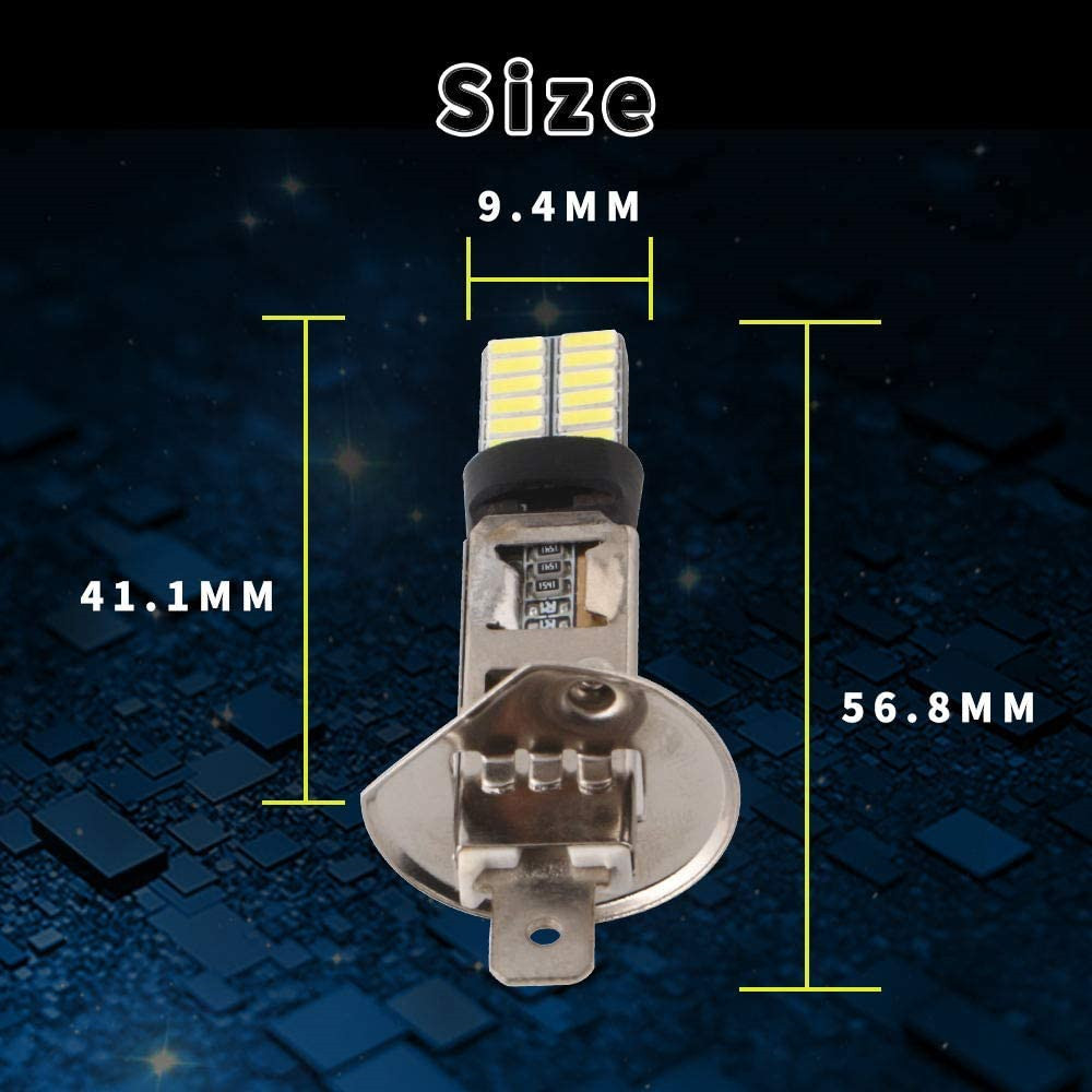 LED H3 H1 Bulbs for Universal Motorcycle Truck Car Warning Signal Lamp Fog light 360LM