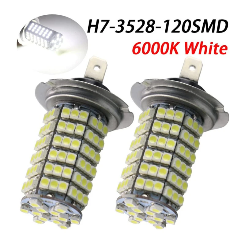 2x Car LED Fog 3528 120SMD Auto Brake Lamp H1/H3/H4/H7/H8/H11 9005 9006 Car Styling 7000K