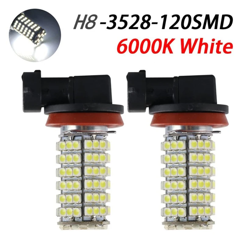 2x Car LED Fog 3528 120SMD Auto Brake Lamp H1/H3/H4/H7/H8/H11 9005 9006 Car Styling 7000K