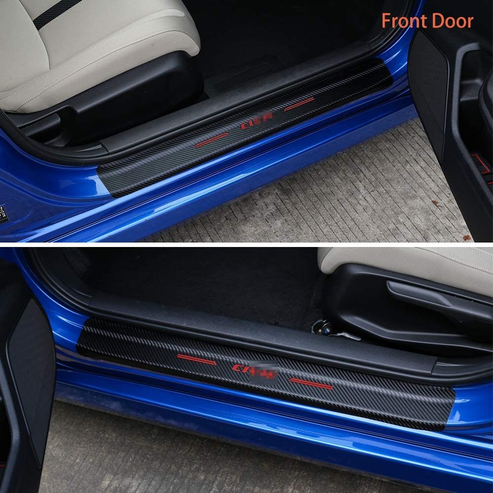 Honda Civic 10th Gen Carbon Fiber Style Threshold Bar Sticker Anti-Dirty Scuff Plate Car Door Sill Protector 2016-2020