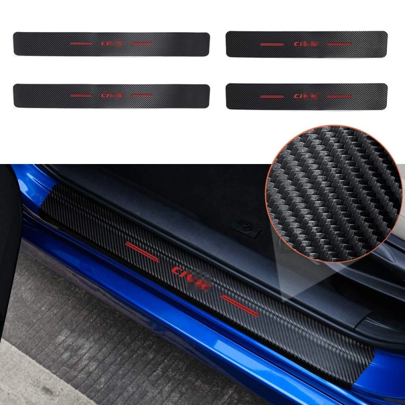 Honda Civic 10th Gen Carbon Fiber Style Threshold Bar Sticker Anti-Dirty Scuff Plate Car Door Sill Protector 2016-2020