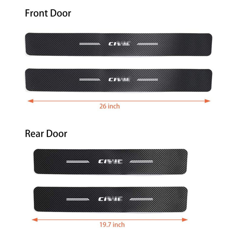 Honda Civic 10th Gen Carbon Fiber Style Threshold Bar Sticker Anti-Dirty Scuff Plate Car Door Sill Protector 2016-2020