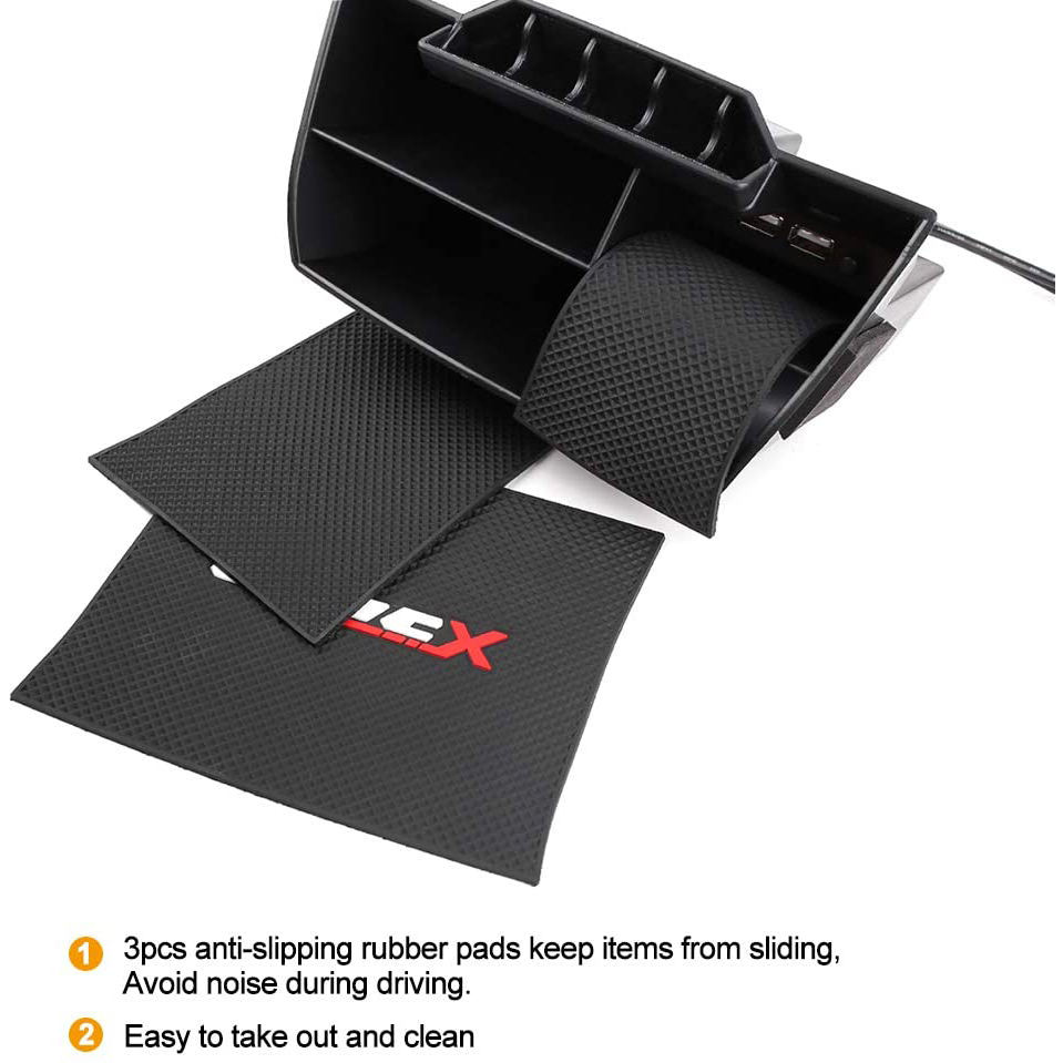 10th Gen Civic Central Console Storage Box Coins Trays Cards Organizer with USB Extension Cable for Honda Civic Sedan 2016 2017 2018 2019 2020