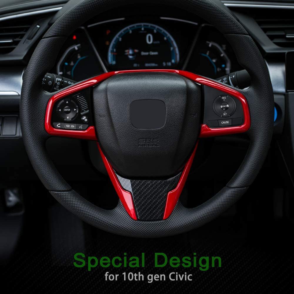 Car Steering Wheel Trims for Honda Civic 2020 2019 2018 2017 2016 Auto Interior Decoration Stickers