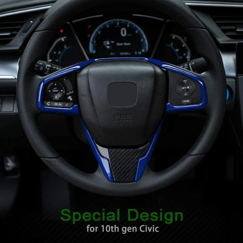 Car Steering Wheel Trims for Honda Civic 2020 2019 2018 2017 2016 Auto Interior Decoration Stickers