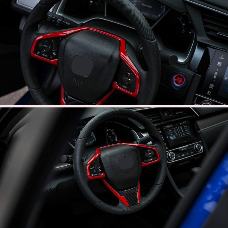 Car Steering Wheel Trims for Honda Civic 2020 2019 2018 2017 2016 Auto Interior Decoration Stickers