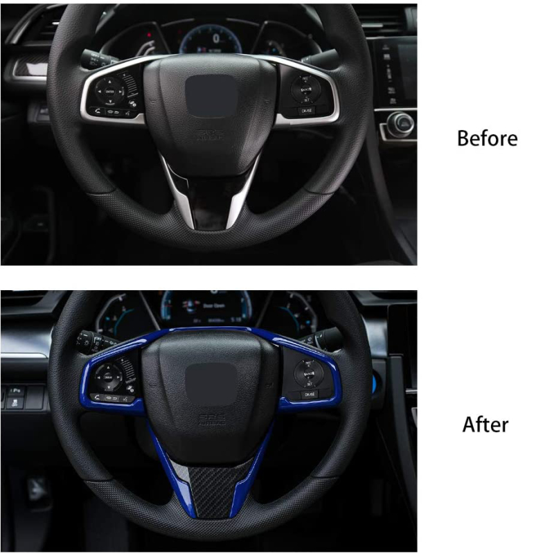 Car Steering Wheel Trims for Honda Civic 2020 2019 2018 2017 2016 Auto Interior Decoration Stickers