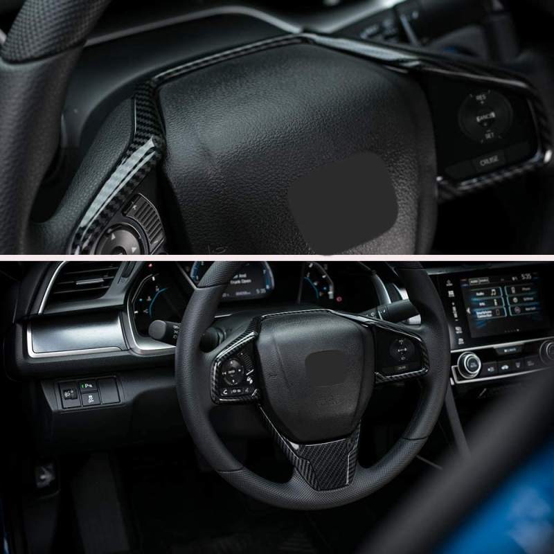 Car Steering Wheel Trims for Honda Civic 2020 2019 2018 2017 2016 Auto Interior Decoration Stickers