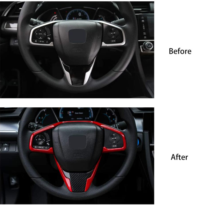 Car Steering Wheel Trims for Honda Civic 2020 2019 2018 2017 2016 Auto Interior Decoration Stickers