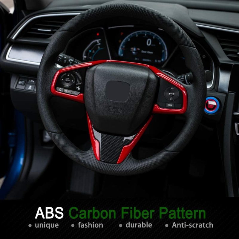 Car Steering Wheel Trims for Honda Civic 2020 2019 2018 2017 2016 Auto Interior Decoration Stickers