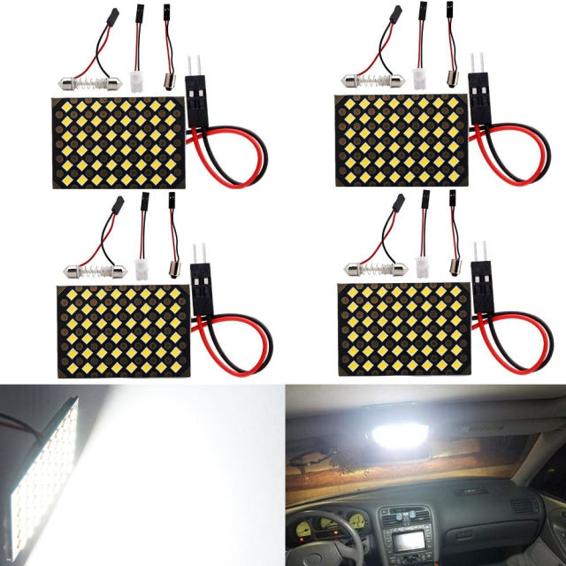 2x 2835 12/24/48SMD Led Panel Dome Light Lamp with T10 /BA9S/ Festoon Adapters