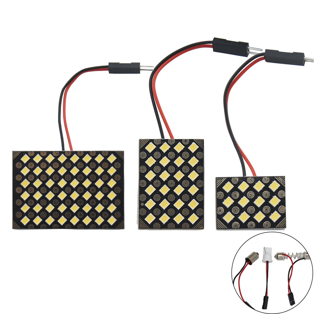 2x 2835 12/24/48SMD Led Panel Dome Light Lamp with T10 /BA9S/ Festoon Adapters